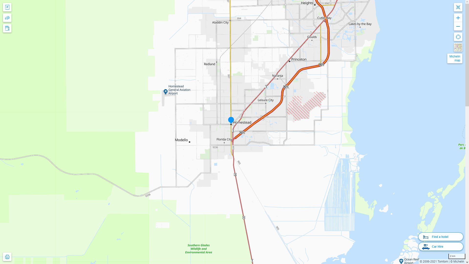 Homestead Florida Highway and Road Map